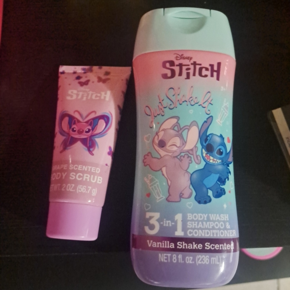 Disney Stitch Vanilla Shake 3-in-1 Body Wash & Pink Grape Scrub Set
